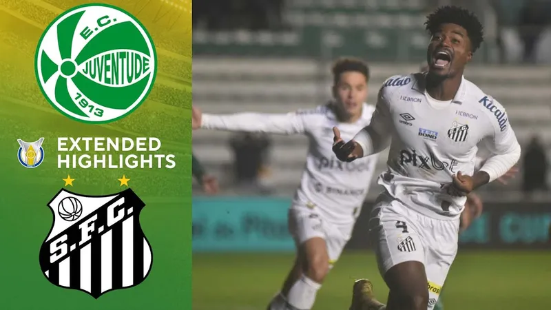 Cầu thủ từ đội Juventude đang tung cú sút mạnh vào khung thành của đội Santos Cầu thủ từ đội Juventude đang tung cú sút mạnh vào khung thành của đội Santos